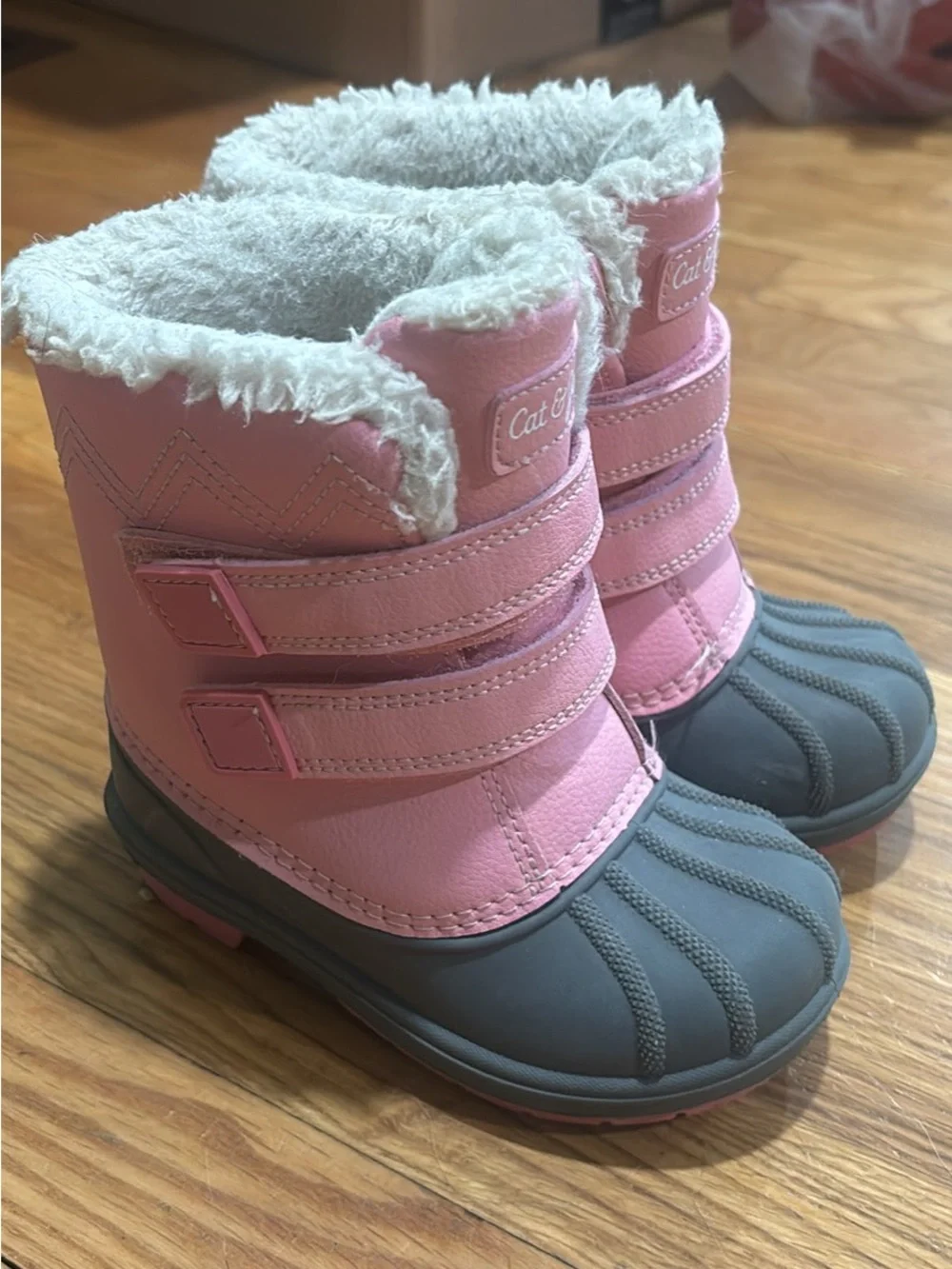 Cat & Jack Pink and Gray Kids Winter Boots